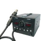 ·手柄采用防回風(fēng)設(shè)計(jì)，杜絕溫度過(guò)高燒手柄。

·自動(dòng)休眠，熱風(fēng)焊臺(tái)手柄放置焊臺(tái)架上，機(jī)器將自動(dòng)進(jìn)入休眠狀態(tài)，節(jié)省能源，延長(zhǎng)發(fā)熱體的使用壽命。

·加熱與冷風(fēng)切換非常方便。

·有工作模式記憶存儲(chǔ)功能，調(diào)用很方便。

·插卡式數(shù)據(jù)管理，避免操作人員隨意更改設(shè)置參數(shù)。

·關(guān)機(jī)冷卻，工作結(jié)束不使用機(jī)器，關(guān)閉電源開(kāi)關(guān)，機(jī)器將自動(dòng)冷風(fēng)延時(shí)關(guān)機(jī)。

·設(shè)有故障報(bào)警功能，當(dāng)機(jī)器出現(xiàn)故障時(shí)，機(jī)器將發(fā)出報(bào)警提示。

·雙窗口數(shù)碼顯示，濕度和風(fēng)量顯示直觀。

·手柄流線型設(shè)計(jì)，帶按鍵訊響。使用舒適方便。

·顯示的溫度值可攝氏與華氏任意轉(zhuǎn)換，使用方便。
