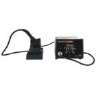 ·手柄特別輕巧，長(zhǎng)時(shí)間使用不會(huì)感到太疲勞。

·發(fā)熱體采用進(jìn)口耐溫材料，通過(guò)先進(jìn)工藝制成，壽命長(zhǎng)，更換發(fā)熱體成本低。

·發(fā)熱體使用低壓供電，保證了防靜電、無(wú)漏電、無(wú)干擾。

·獨(dú)特的溫度鎖定裝置。防止人員濫調(diào)溫度。

·分體式設(shè)計(jì)，體積小巧，容易擺放，特別節(jié)省工作空間。

·200℃~480℃溫度設(shè)定，溫控穩(wěn)定，準(zhǔn)確。

·焊咀（烙鐵頭）與國(guó)際品牌匹配，并根據(jù)用戶不同工作條件，可選配各焊咀。

·焊臺(tái)采用導(dǎo)電性材料制成，做到真正的防靜電。
